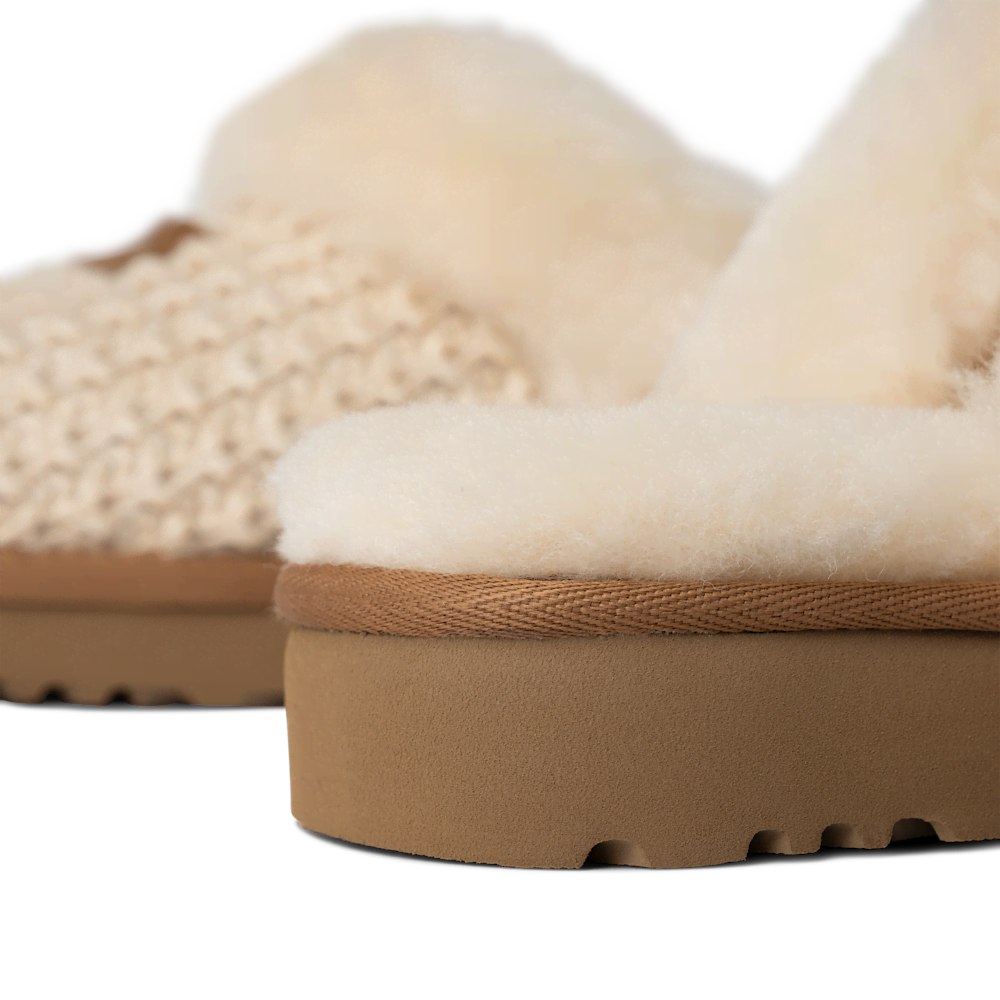 Women's Knit Sheepskin Slipper - Charcoal