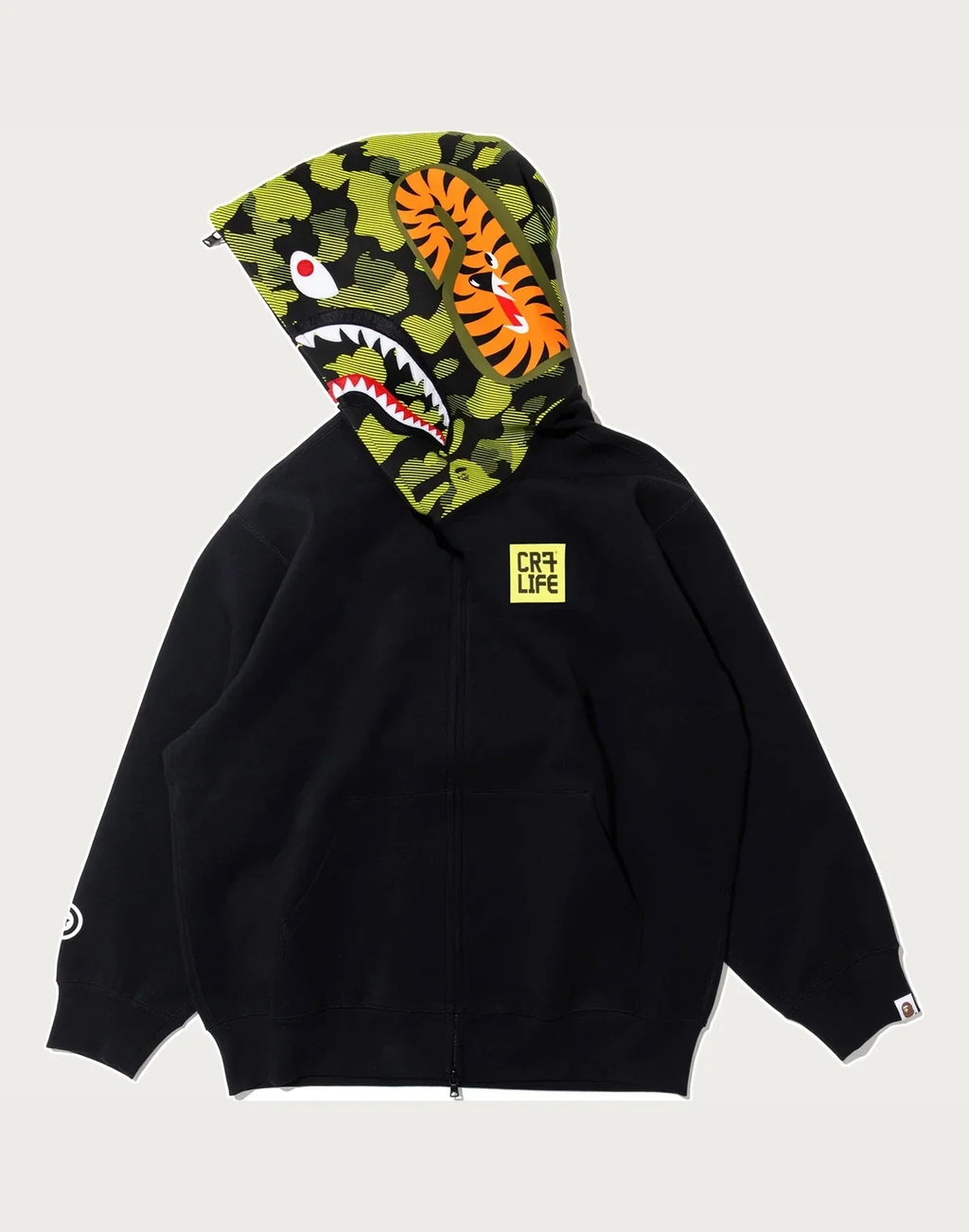 Relaxed Full-Zip Logo Hoodie - Black