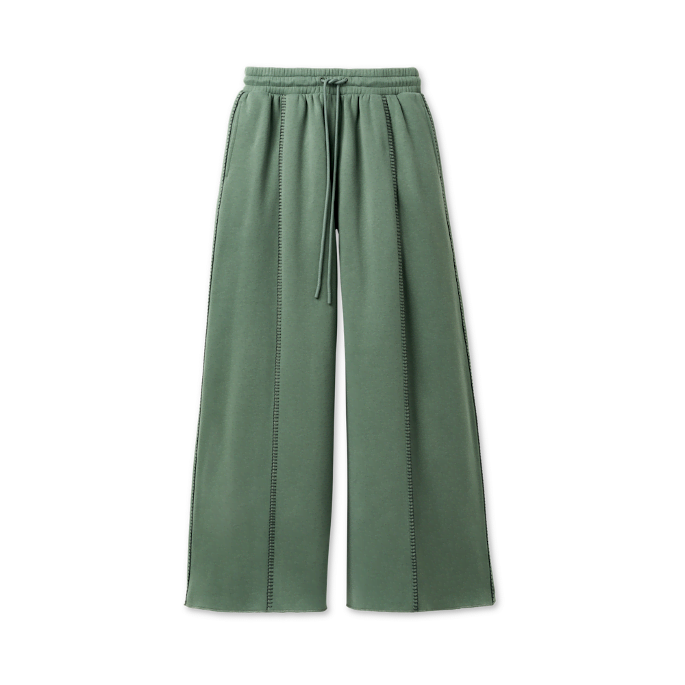 Women's Mid-Rise Extra Wide-Leg Fleece Pants - Green