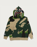 Relaxed Cotton Camo Full-Zip Hoodie - Blue