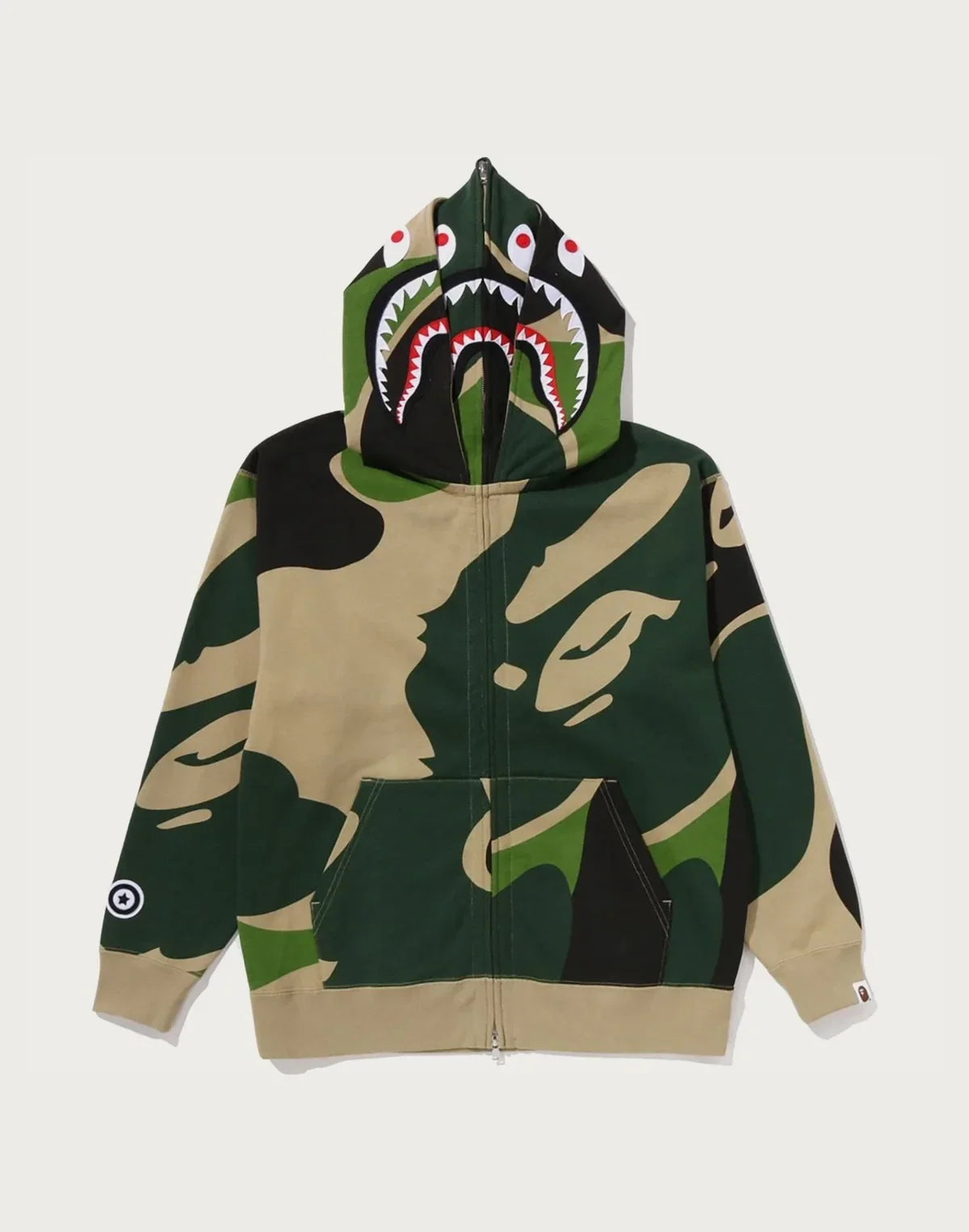 Relaxed Cotton Camo Full-Zip Hoodie - Blue
