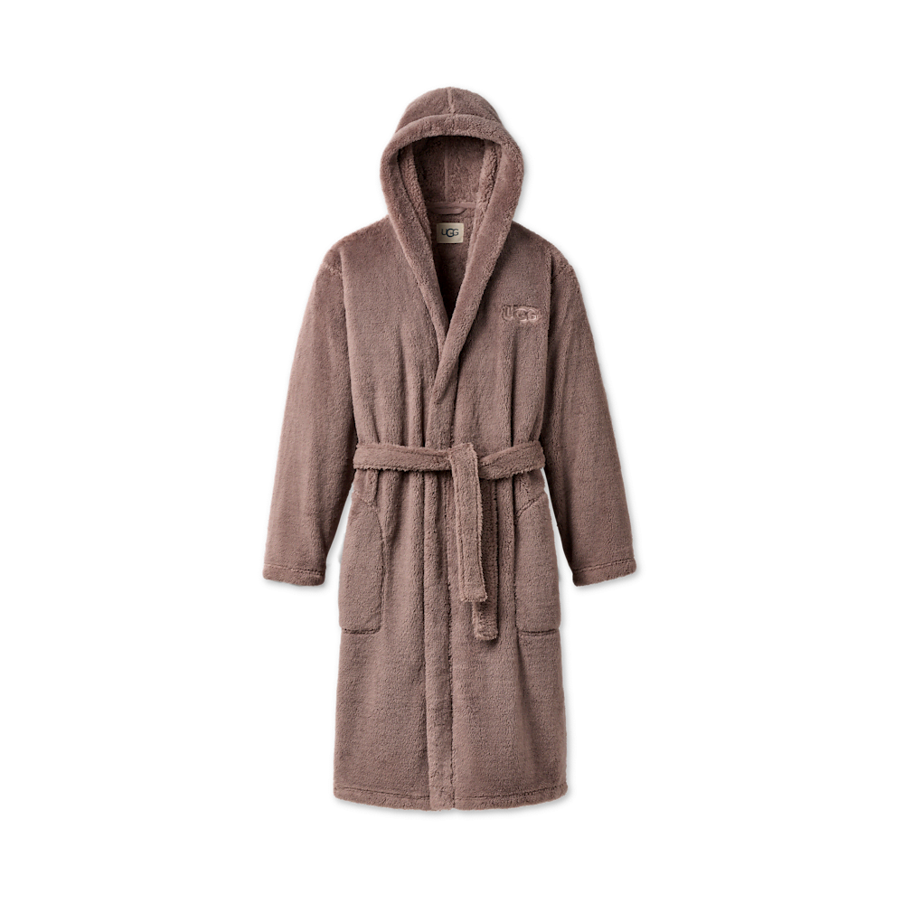 Men's Hooded Plush Fleece Robe - Black