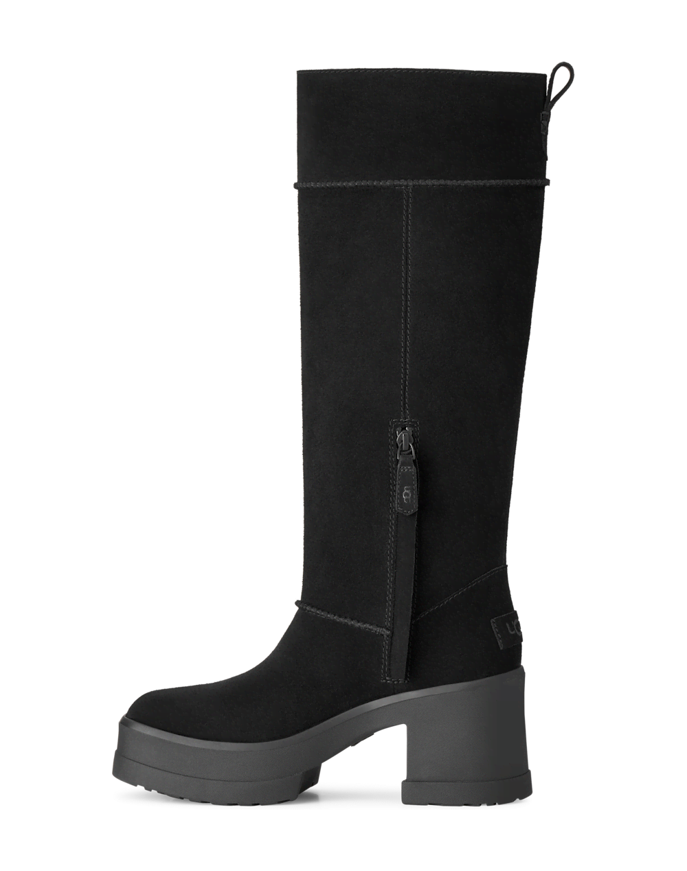 Women's Suede Platform Knee-High Boot - Black