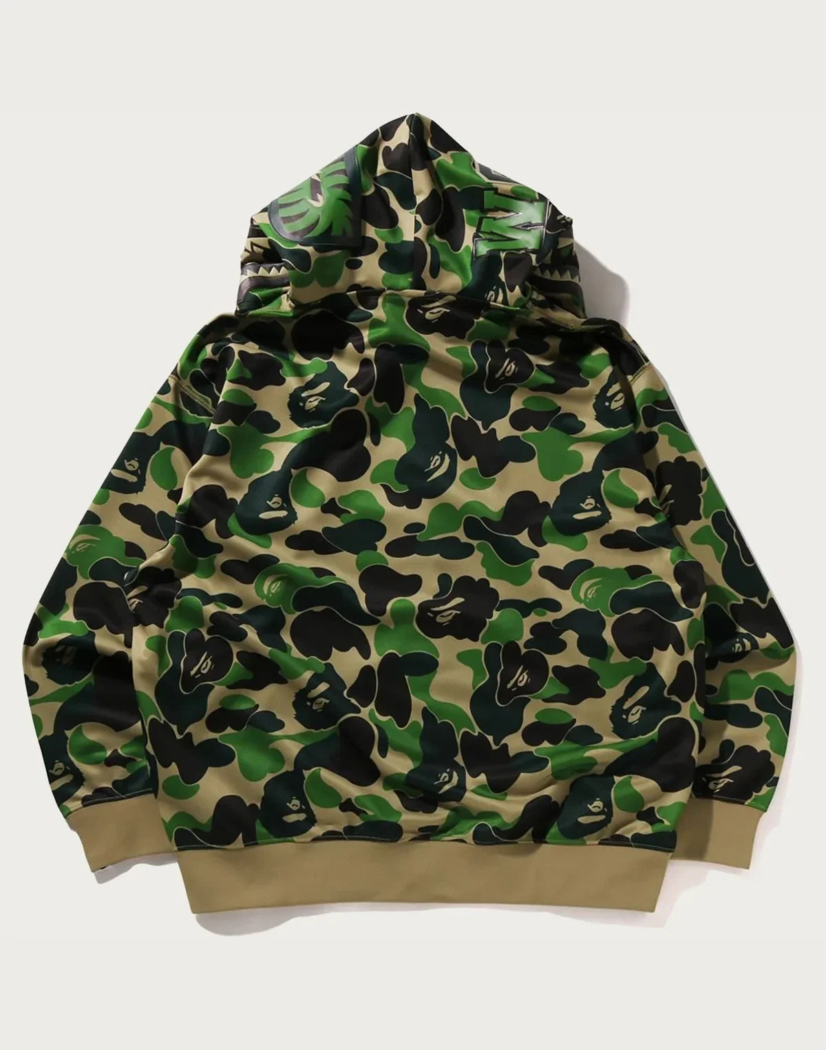 Relaxed Polyester Camo Full-Zip Hoodie - Green