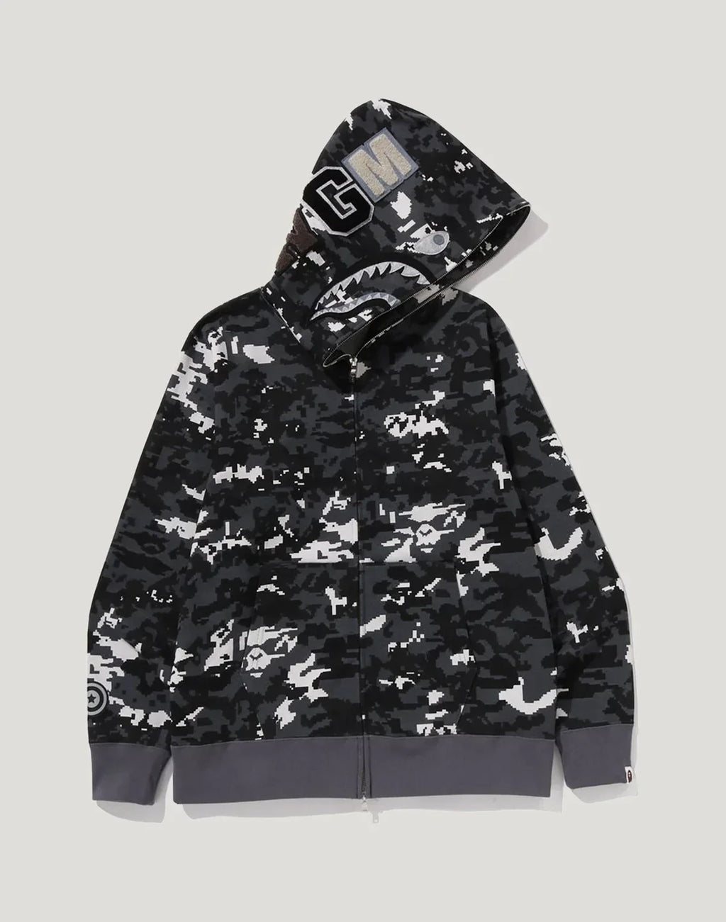 Pixel Camo Full-Zip Cotton Hoodie - Green