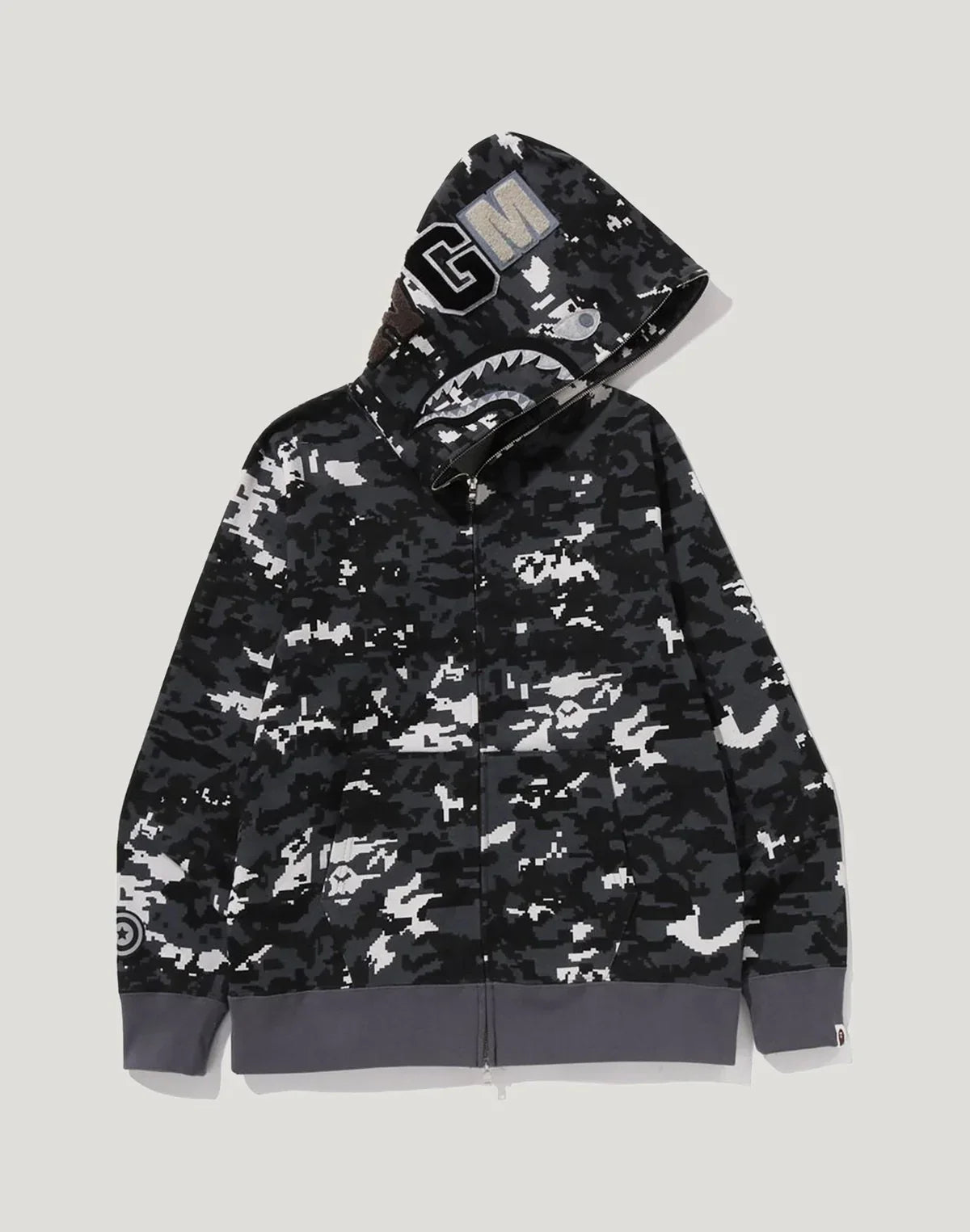 Pixel Camo Full-Zip Cotton Hoodie - Green