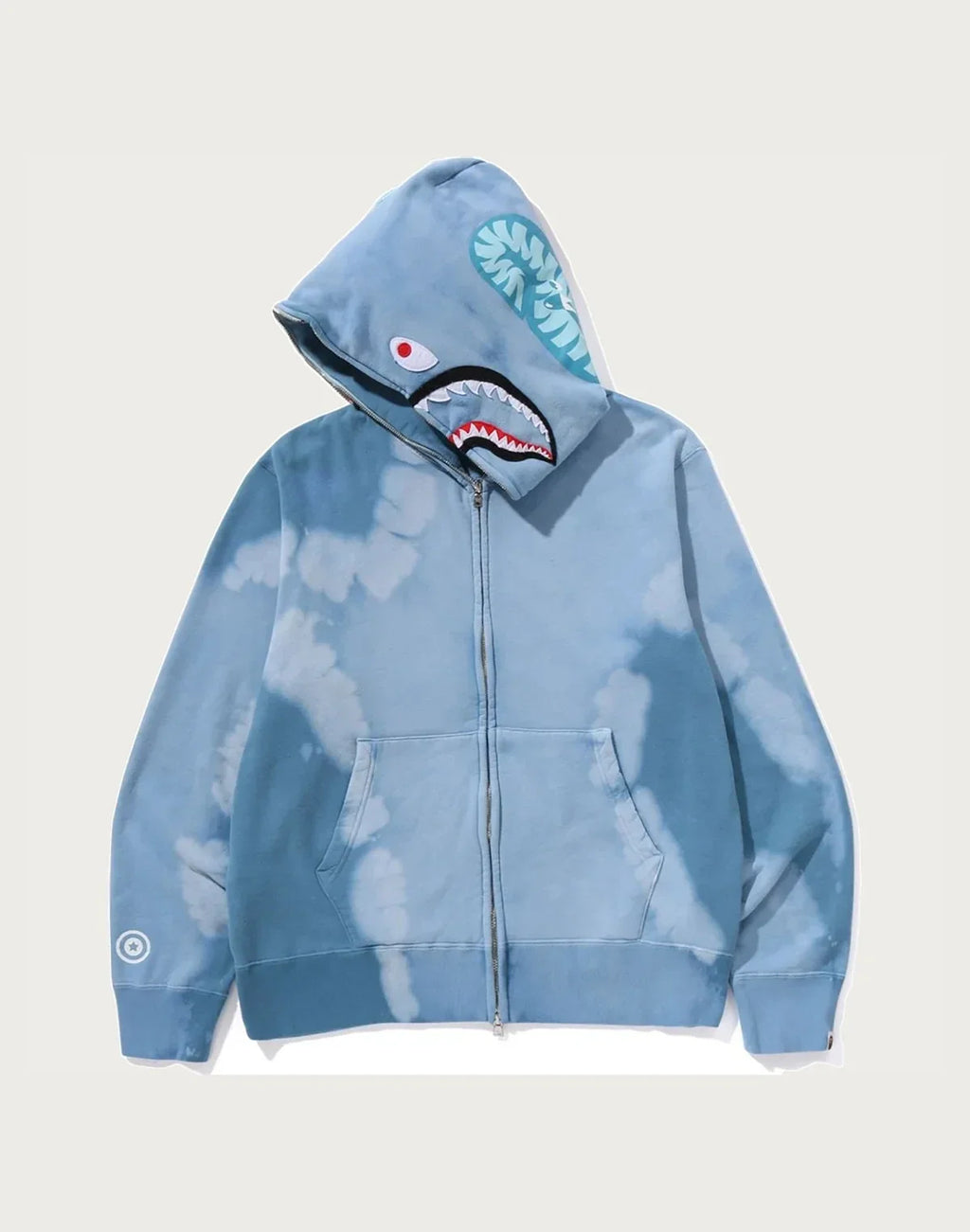 Hand-Dyed Full-Zip Graphic Hoodie - Red
