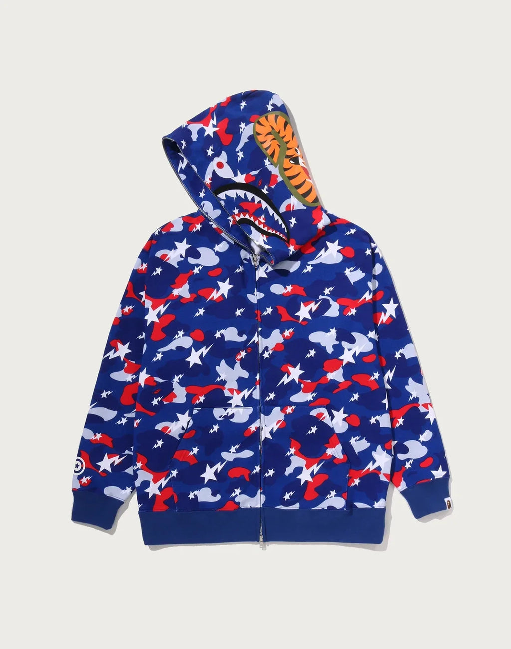 Relaxed Full-Zip Cotton Hoodie - Blue