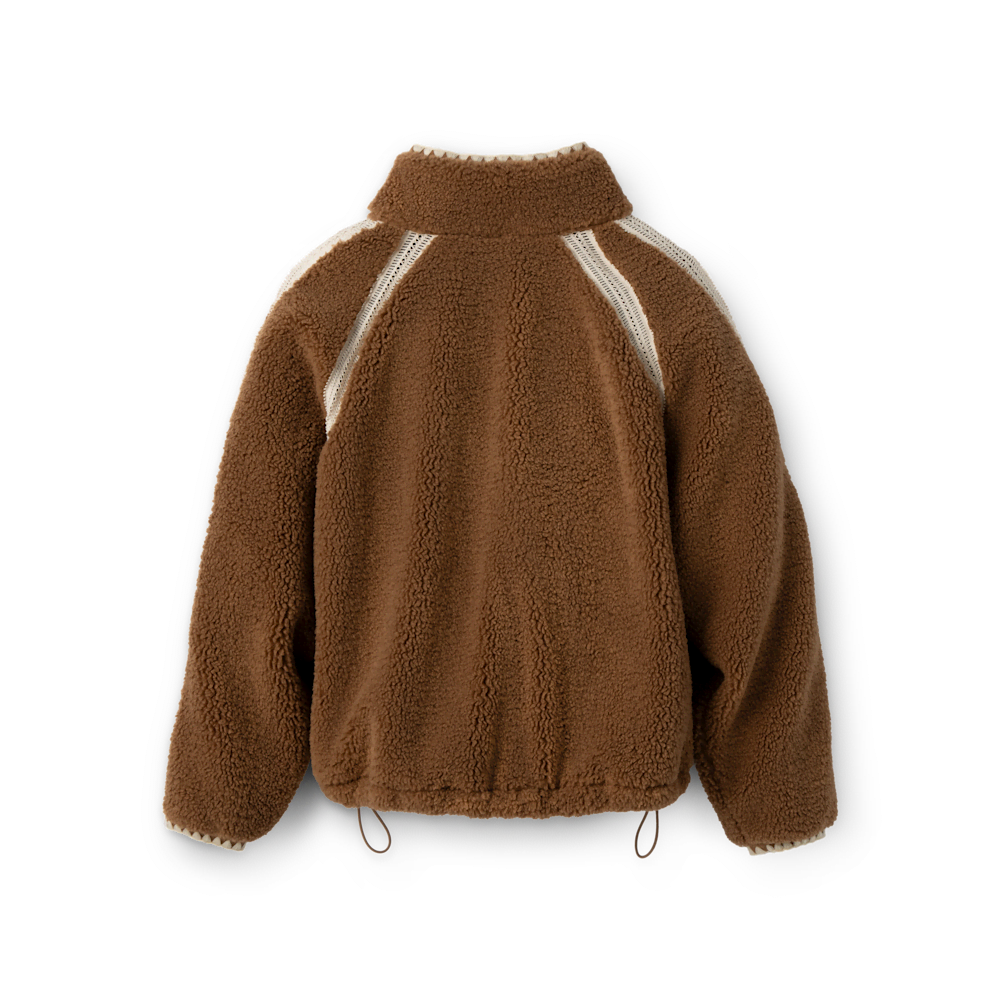 Women's Crochet Trim Plush Fleece Jacket - Cobble