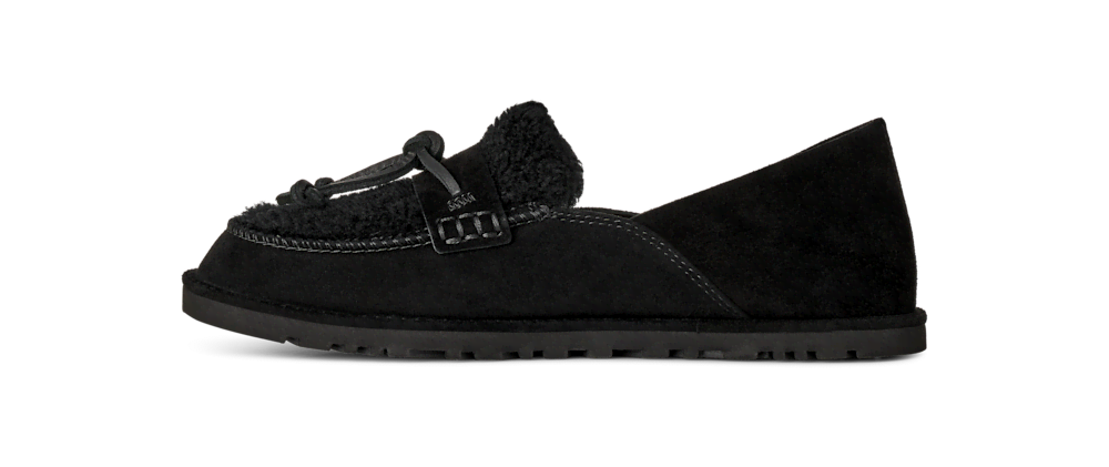 Women's Suede Sheepskin Loafer - Black