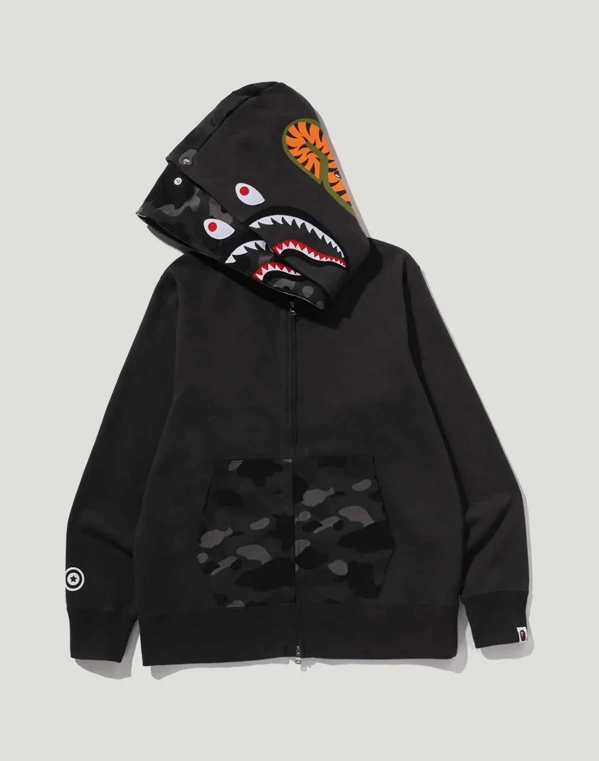 Cotton Camo Double-Hood Full-Zip Hoodie - Red