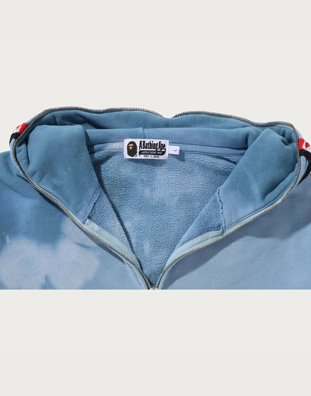 Hand-Dyed Full-Zip Graphic Hoodie - Red