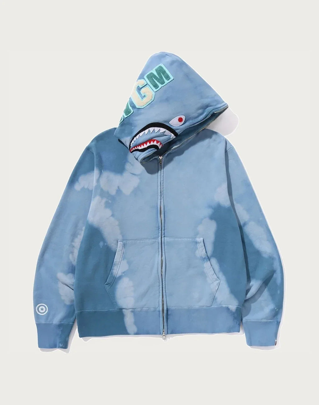 Hand-Dyed Full-Zip Graphic Hoodie - Red