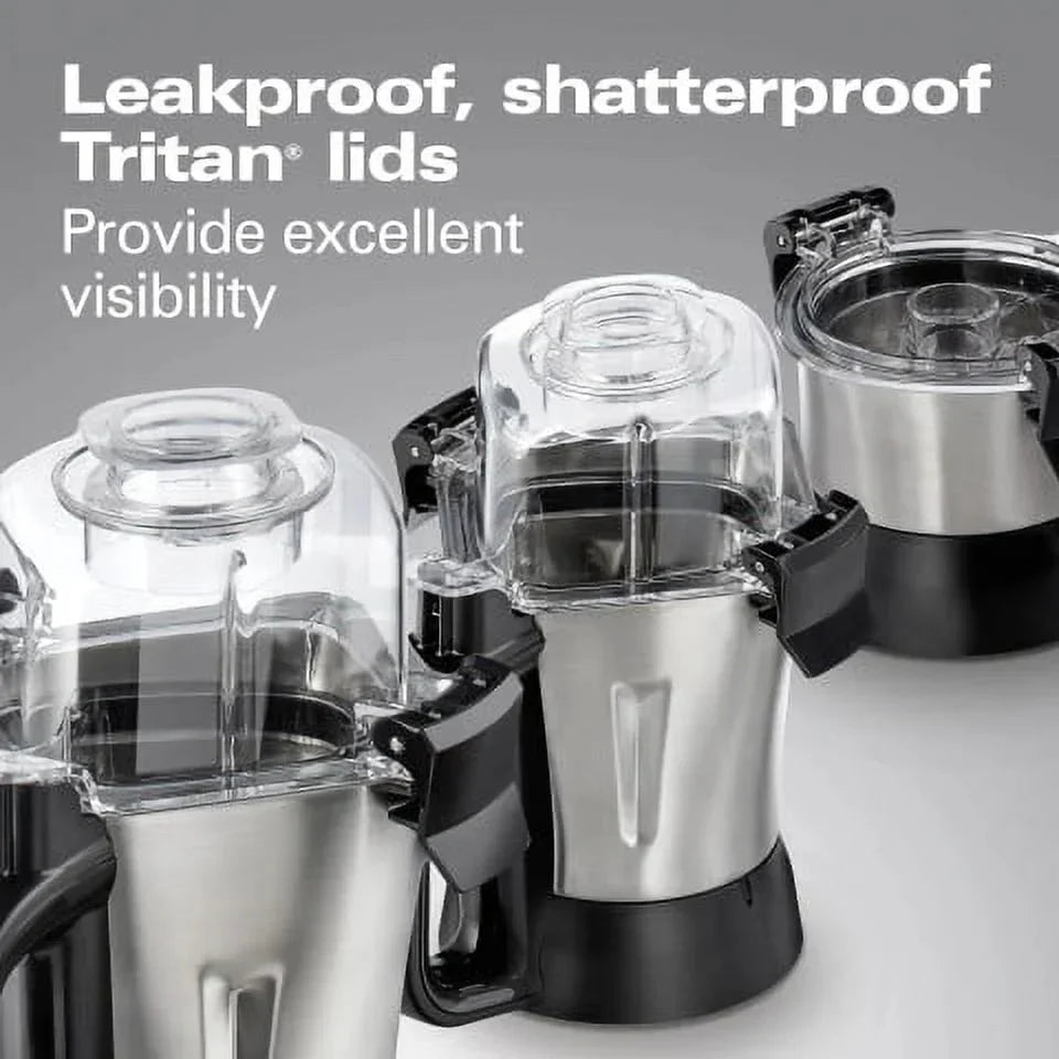 Hamilton Beach Professional Juicer Mixer Grinder 2.2 HP 120V With 3 Stainless Steel Jars, 1.5 Liters - 58770
