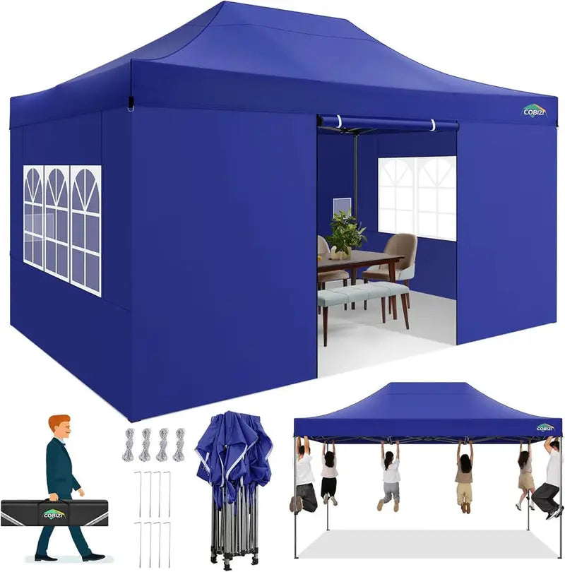 COBIZI 10x20 ft Commercial Pop-Up Canopy Tent With 6 Sidewalls And Roller Bag