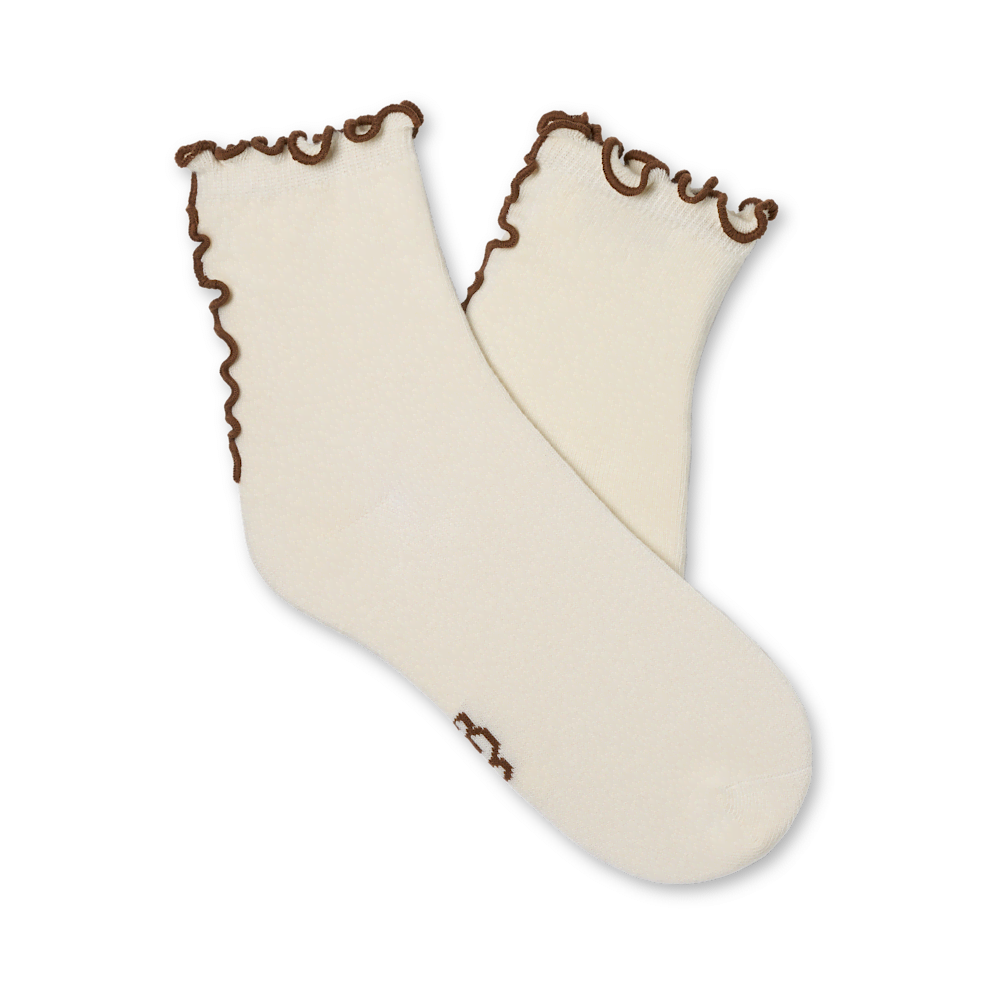 Women's Ruffled Quarter Socks - White Orange