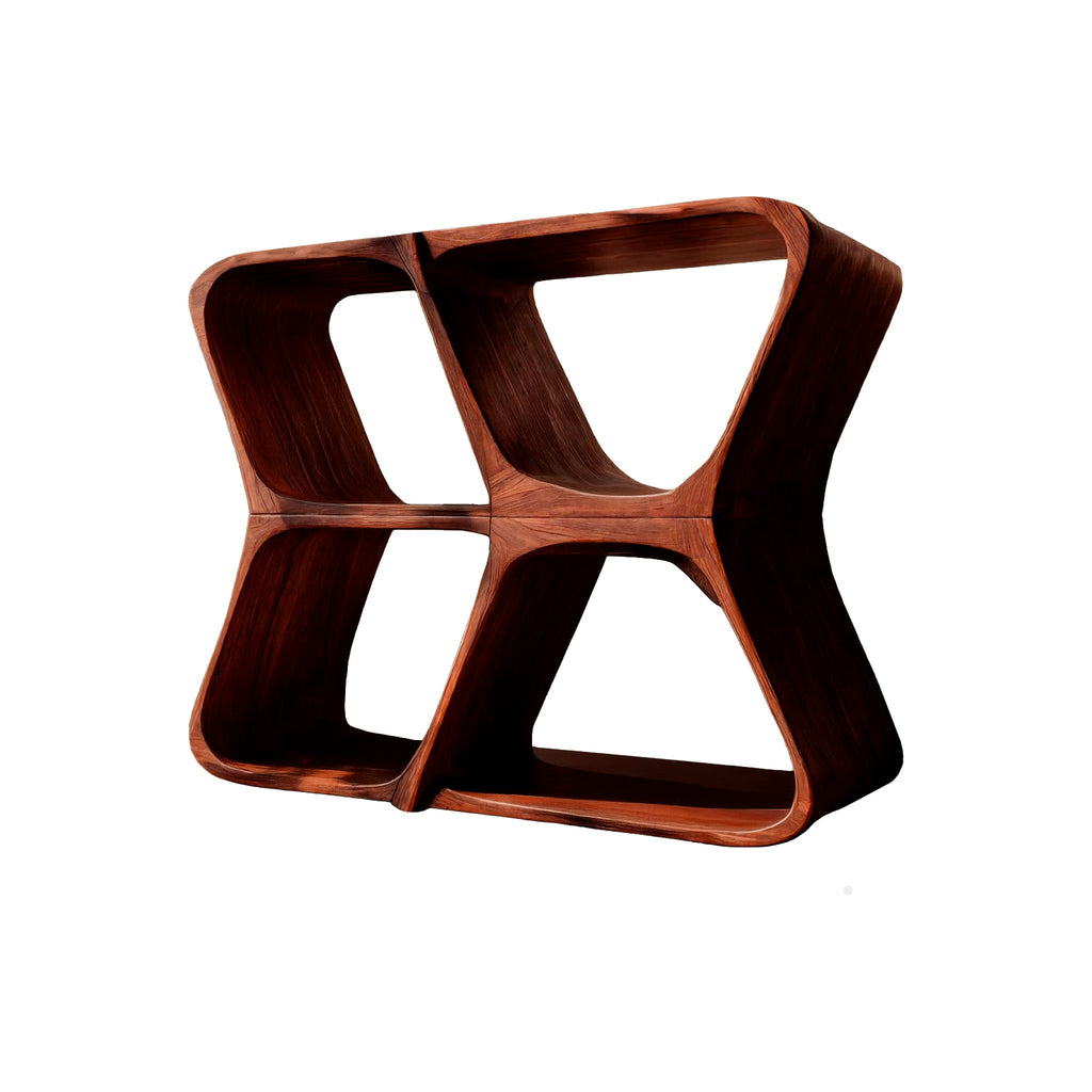 Harmona Sculpted Solid Wood Record Player Stand With Storage