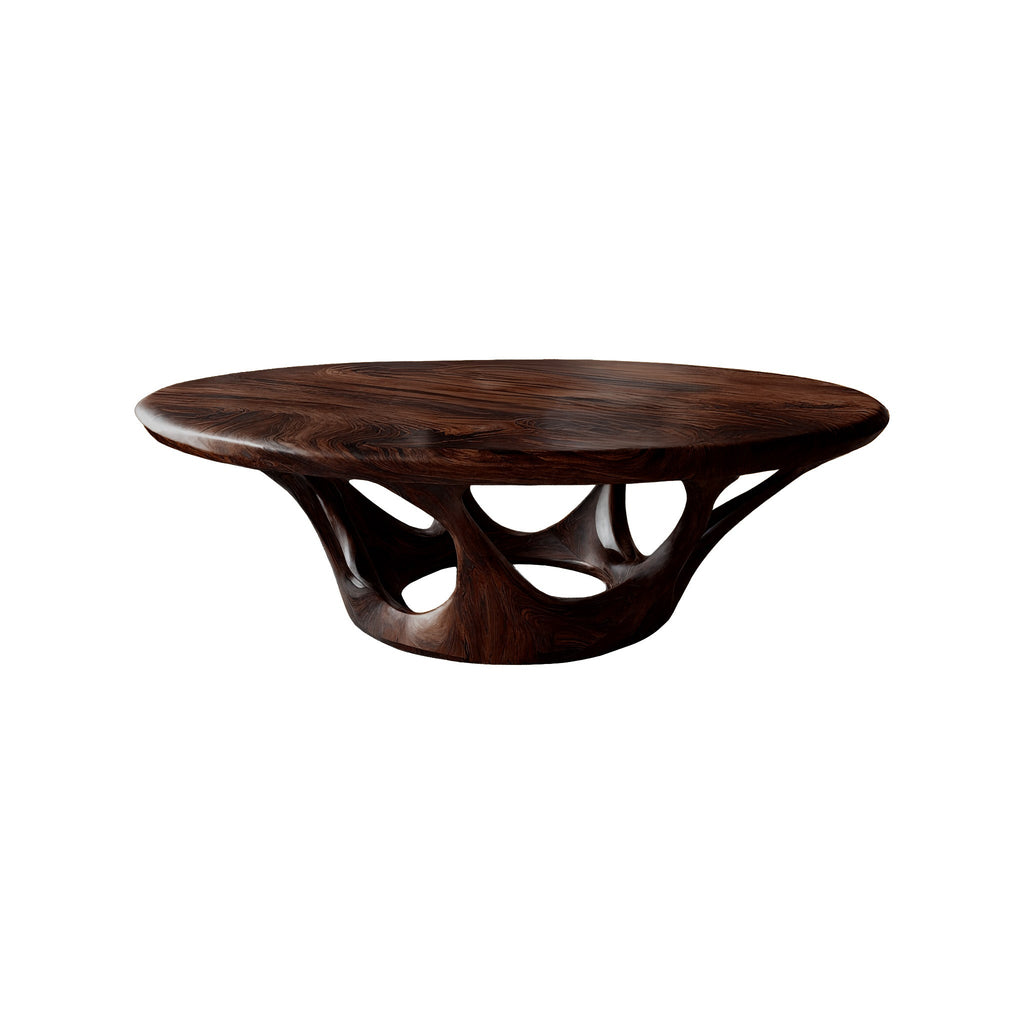 Kavryn Sculpted Solid Wood Round Coffee Table