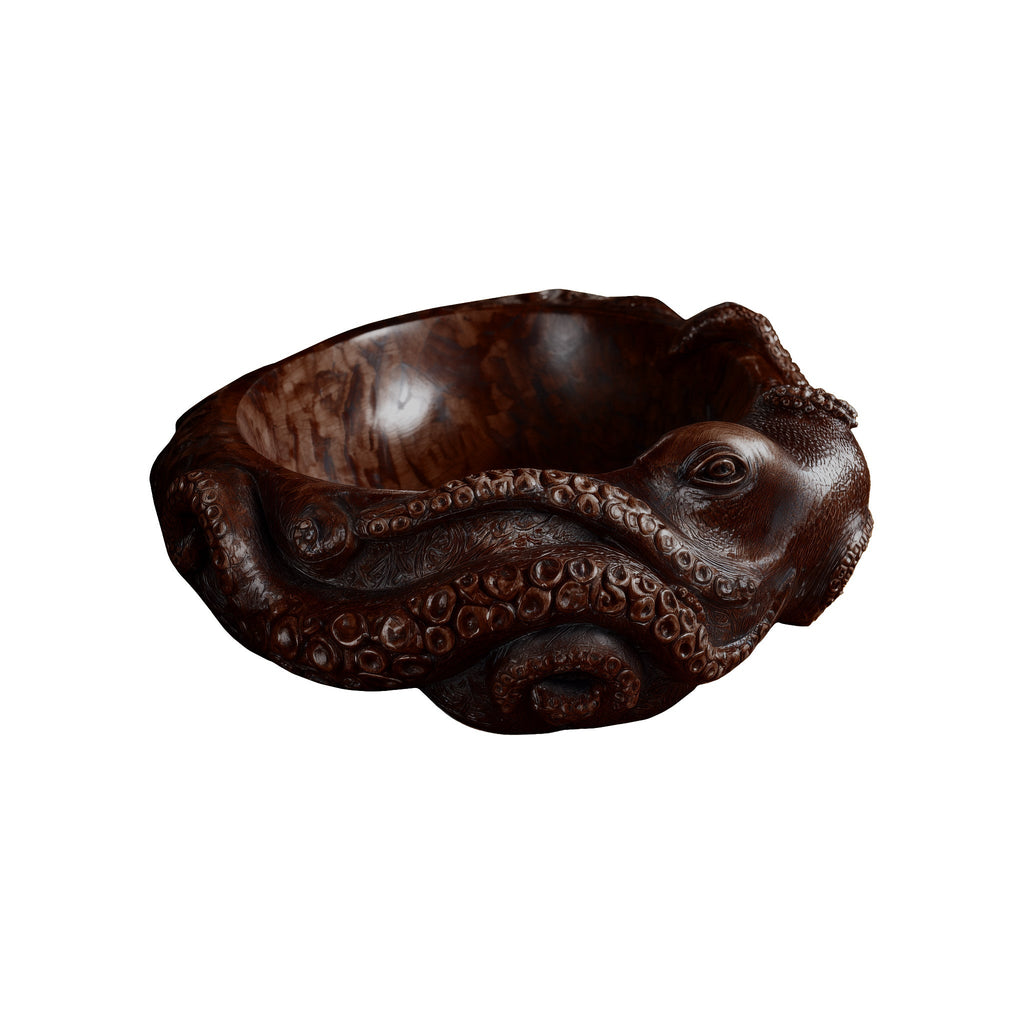 Nautivar Octopus Form Handcarved Solid Wood Sculpted Vessel Sink