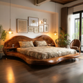 Serenata Waveform Solid Wood Headboard And Bed Frame