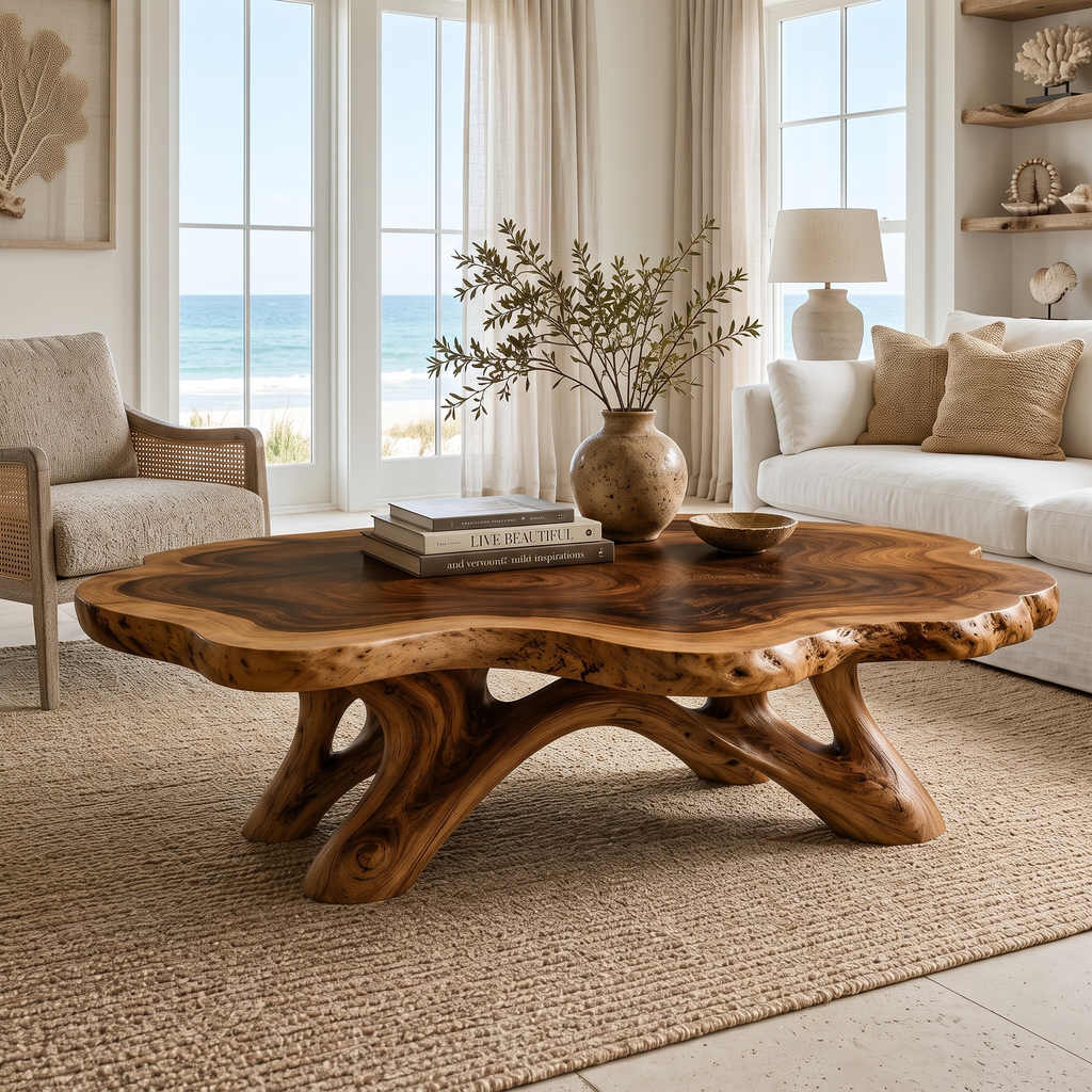 Aurevane Handcrafted Solid Wood Coffee Table