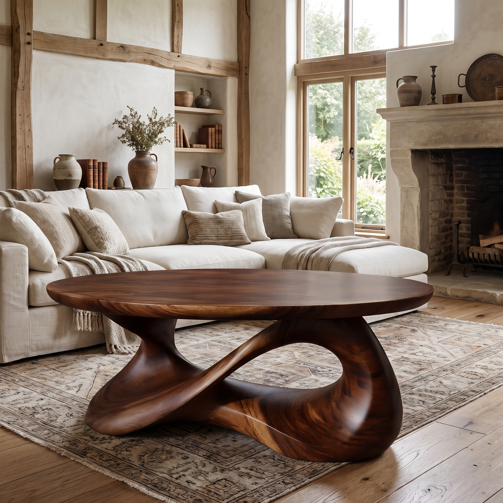 Orlessa Sculpted Solid Wood Coffee Table