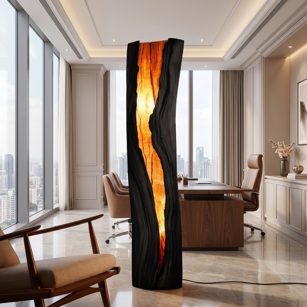 Velarith Sculpted Live Edge Integrated LED Wood Floor Lamp