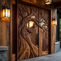 Aurelthorn Sculpted Solid Wood Single Door With Panel
