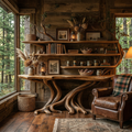 Vaelorin Sculpted Solid Wood Console Table With Shelves