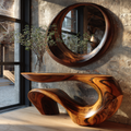 Vaelrith Sculpted Solid Wood Console Table