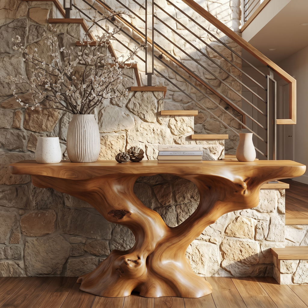 Vaelthorn Sculpted Solid Wood Console Table