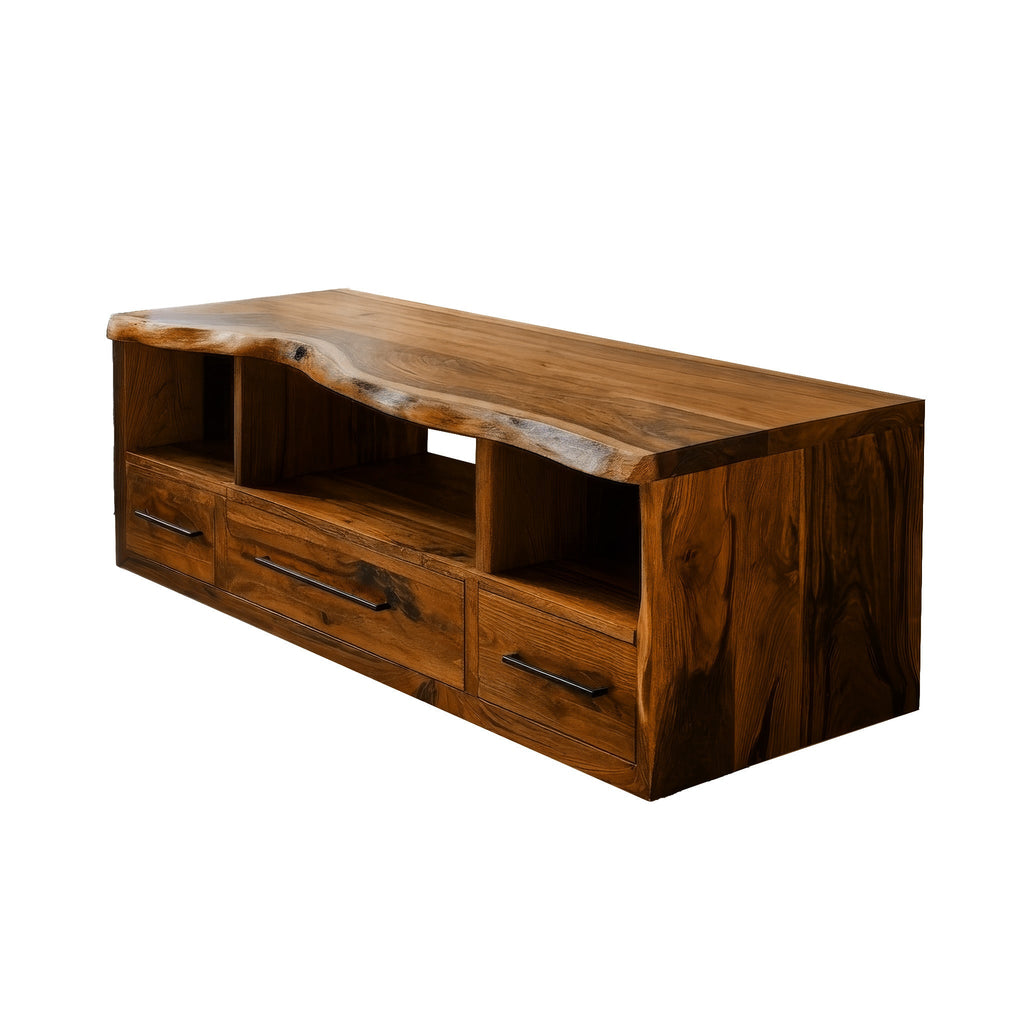 Vareon Live Edge Solid Wood Floating Bathroom Vanity With Drawers