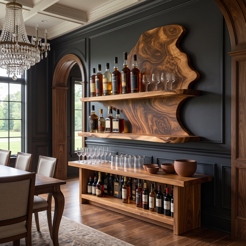 Wynthorne Live Edge Handcrafted Floating Wine Shelf