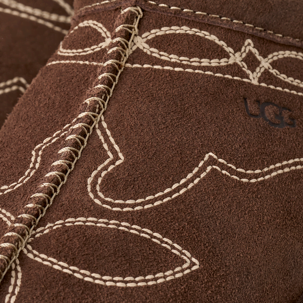 Women's Embroidered Suede Slipper - Burnt Cedar