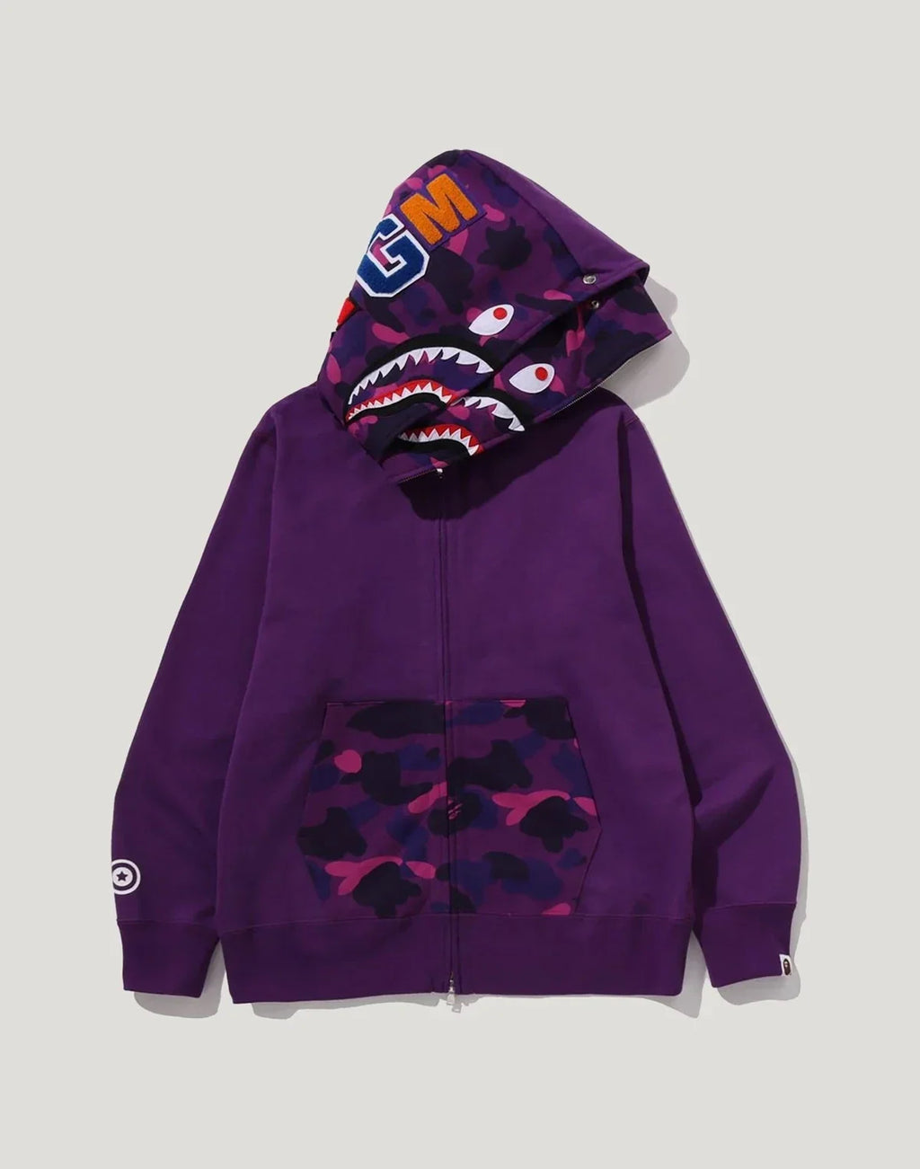 Cotton Camo Double-Hood Full-Zip Hoodie - Red