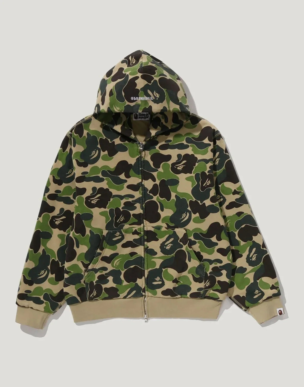 Men's Washed Cropped Camouflage Zip Hoodie - Pink