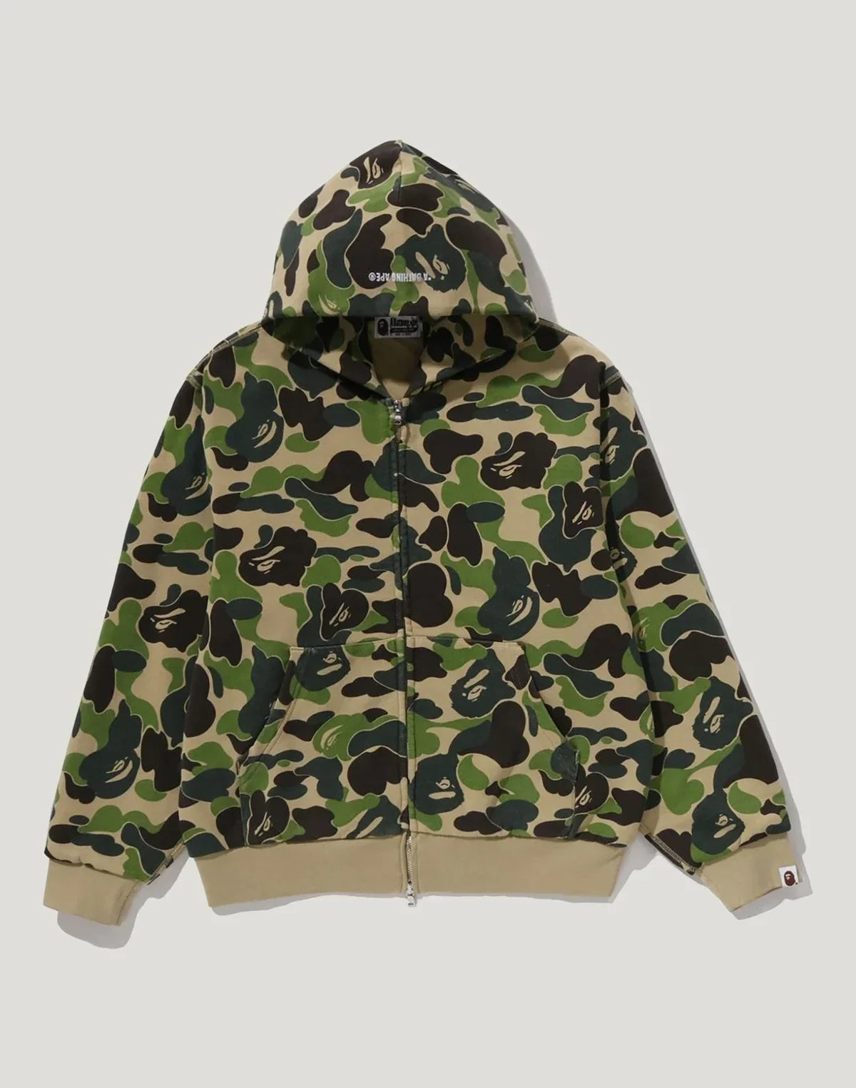 Men's Washed Cropped Camouflage Zip Hoodie - Pink