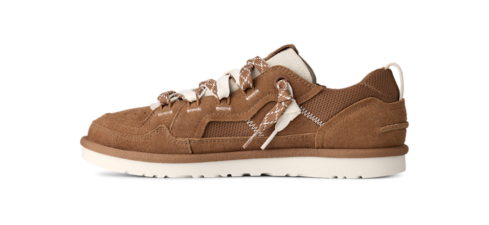 Men's Mixed Material Low Top Sneaker - Chestnut