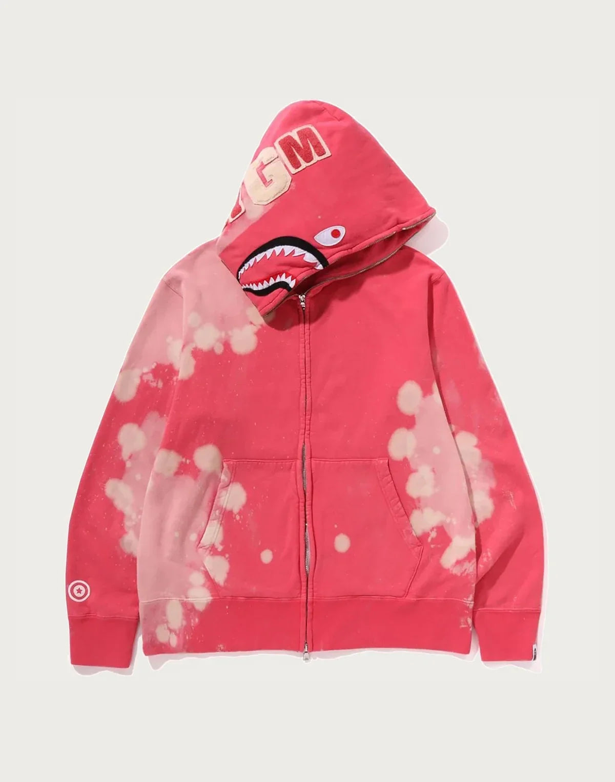 Hand-Dyed Full-Zip Graphic Hoodie - Red