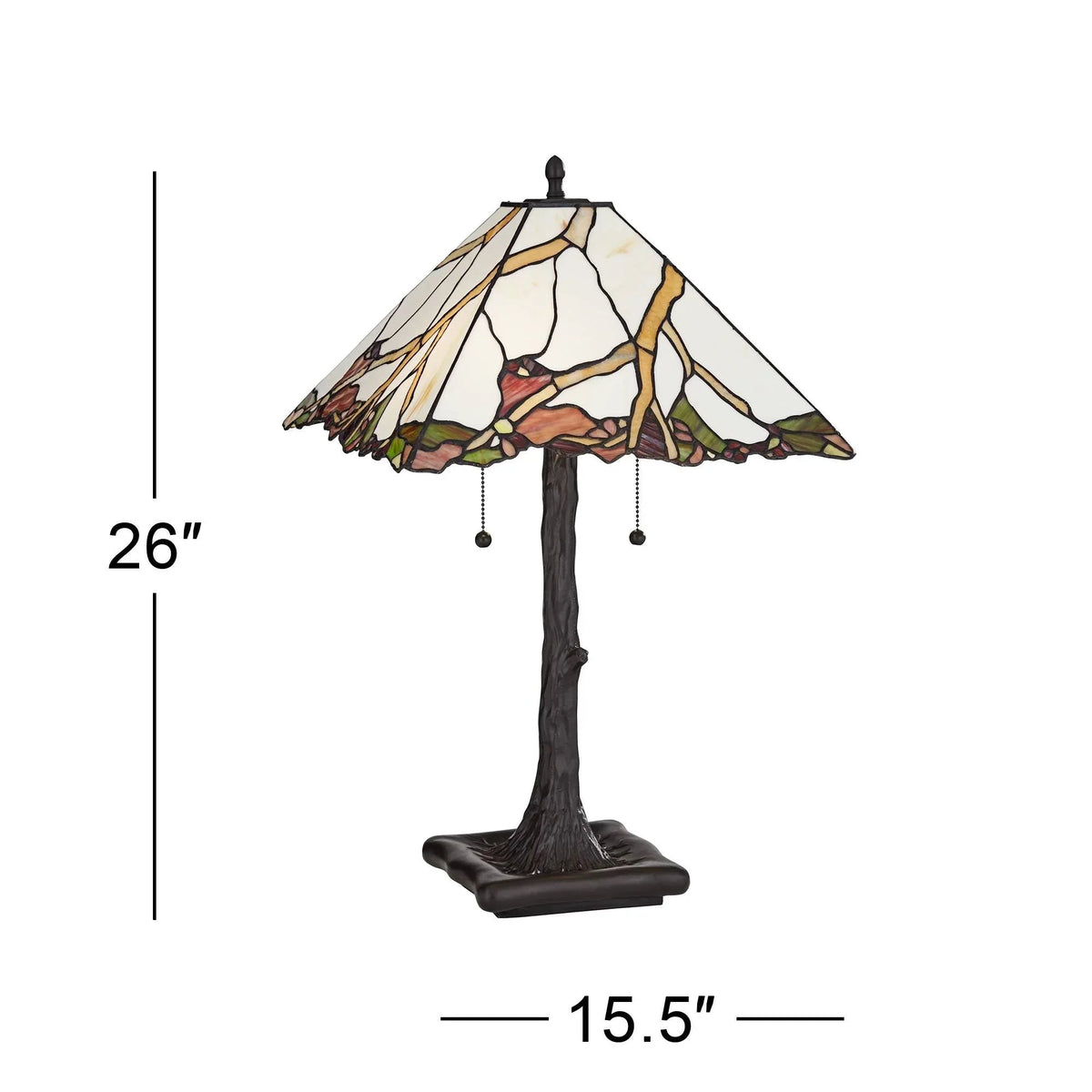 Robert Louis Tiffany Table Lamp 26 inch High Dark Bronze Cherry Blossom Stained Art Glass Shade