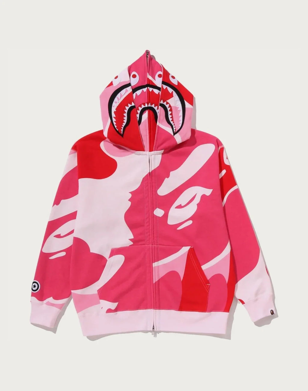 Relaxed Cotton Camo Full-Zip Hoodie - Blue
