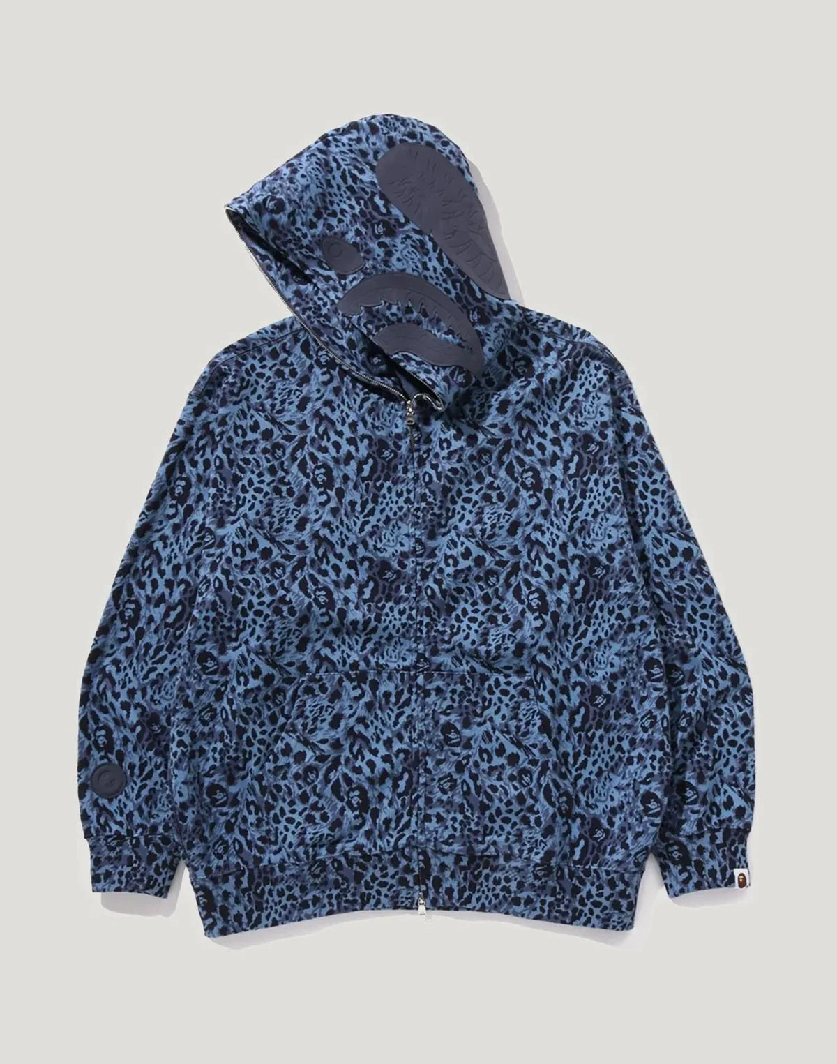 Leopard Print Full-Zip Hoodie - Gray