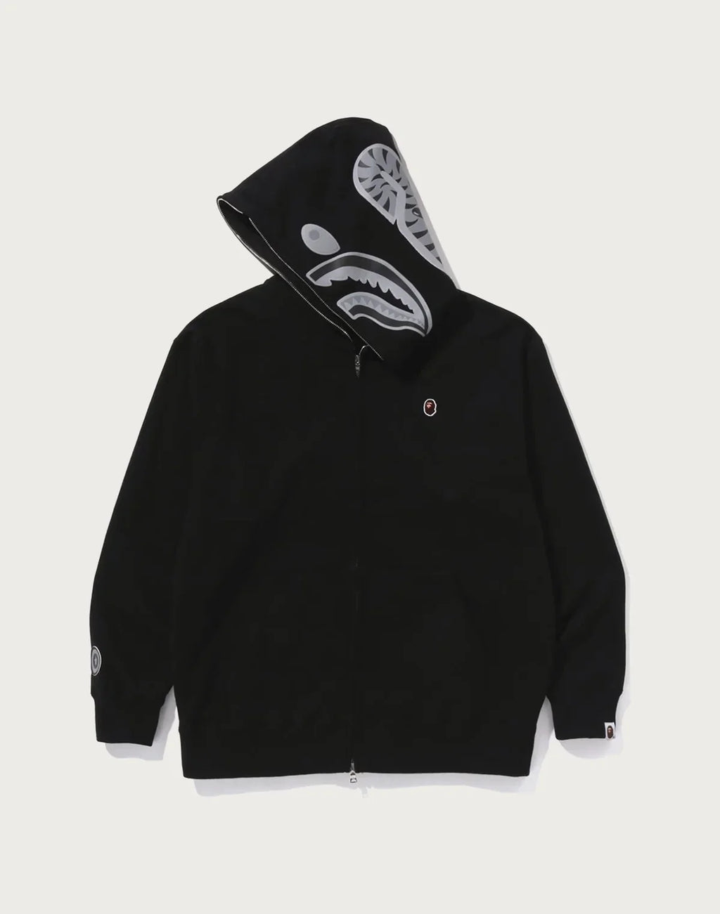 Relaxed Full-Zip Cotton Hoodie - Black
