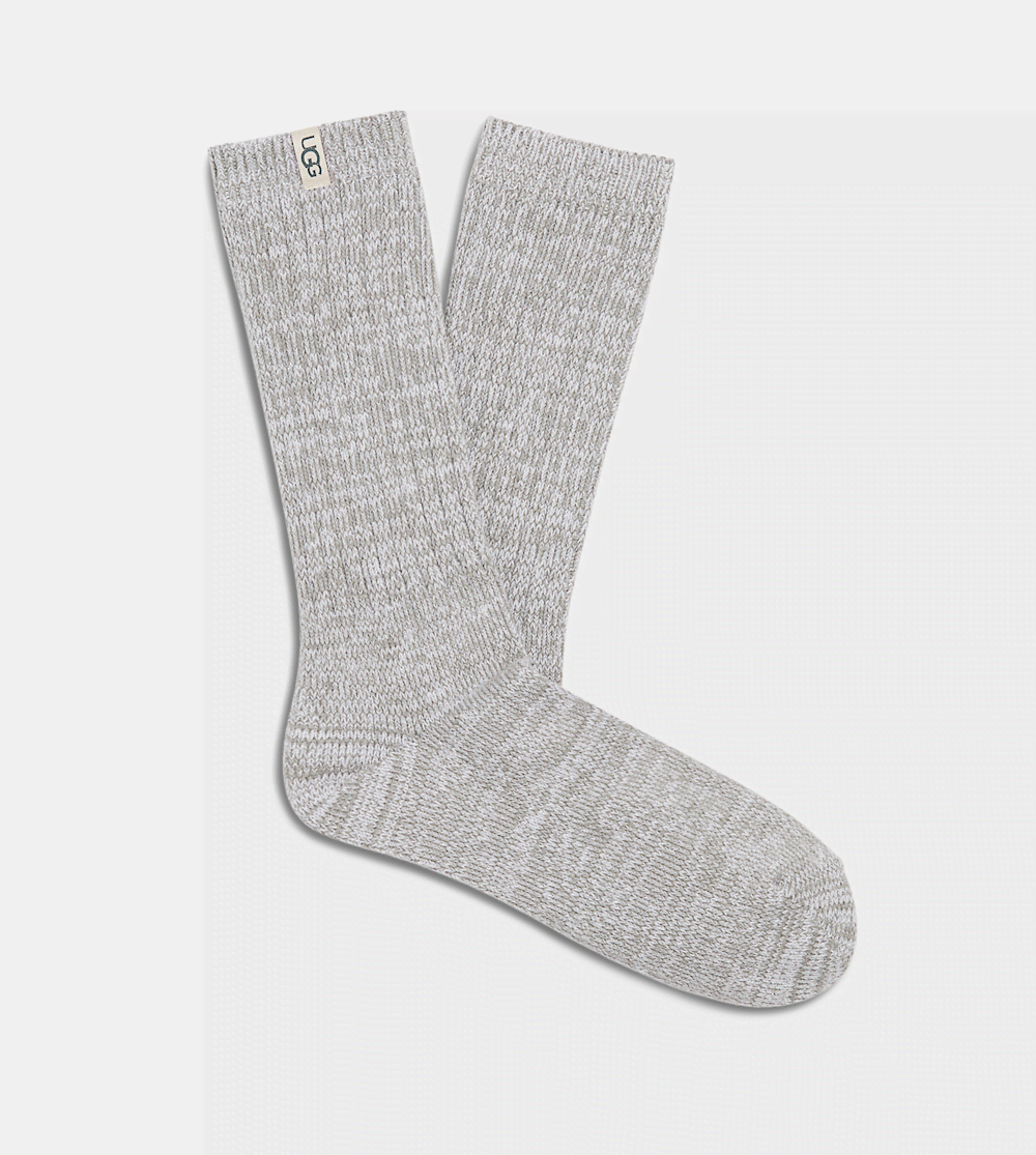 Women's Rib Knit Slouchy Crew Socks - Sand