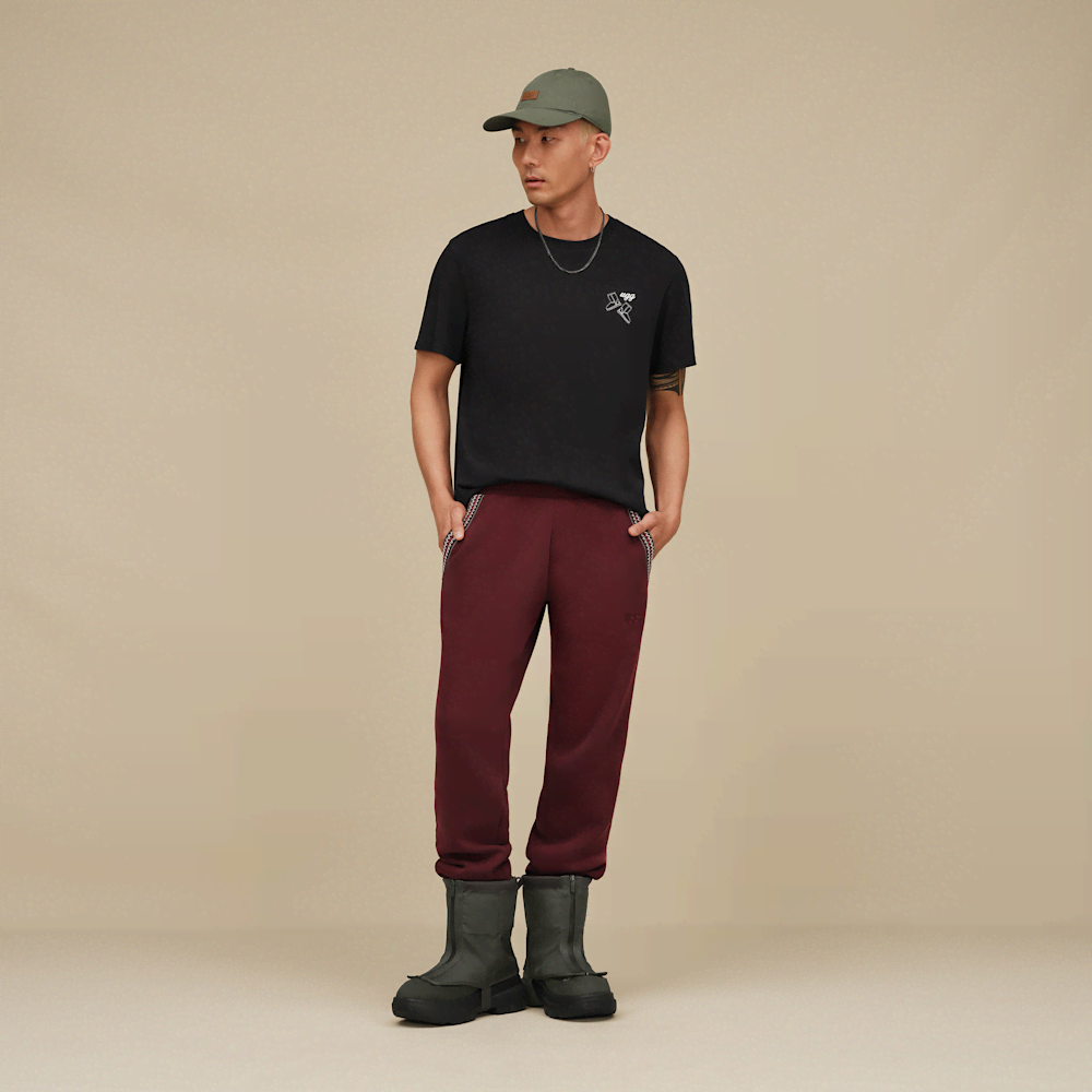 Men's Cotton Blend Drawstring Joggers - Purple