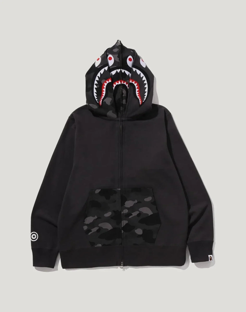 Cotton Camo Double-Hood Full-Zip Hoodie - Red