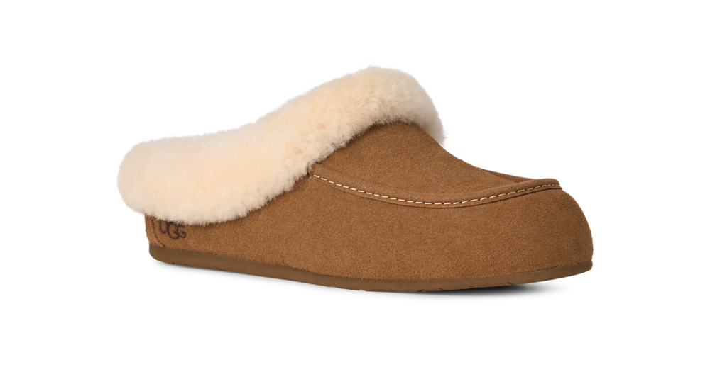 Women's Suede Sheepskin Collar Mule - Moonlight