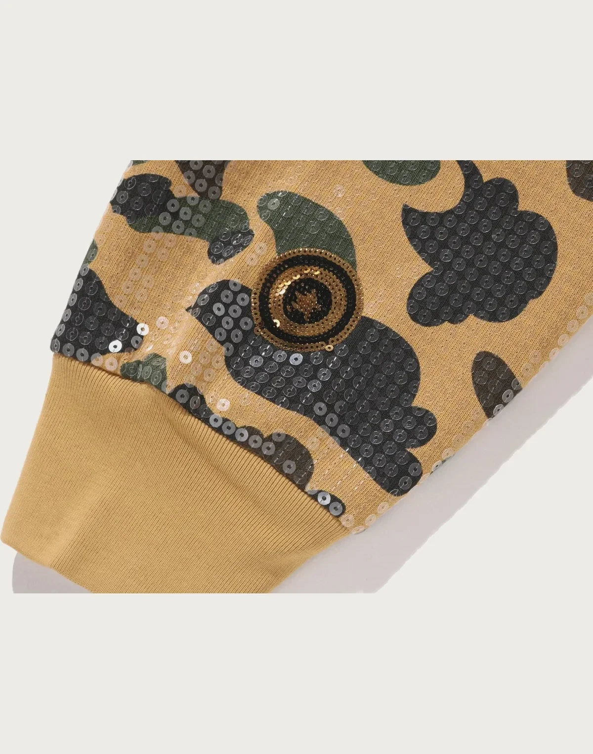 Relaxed Sequin Camo Full-Zip Hoodie - Yellow