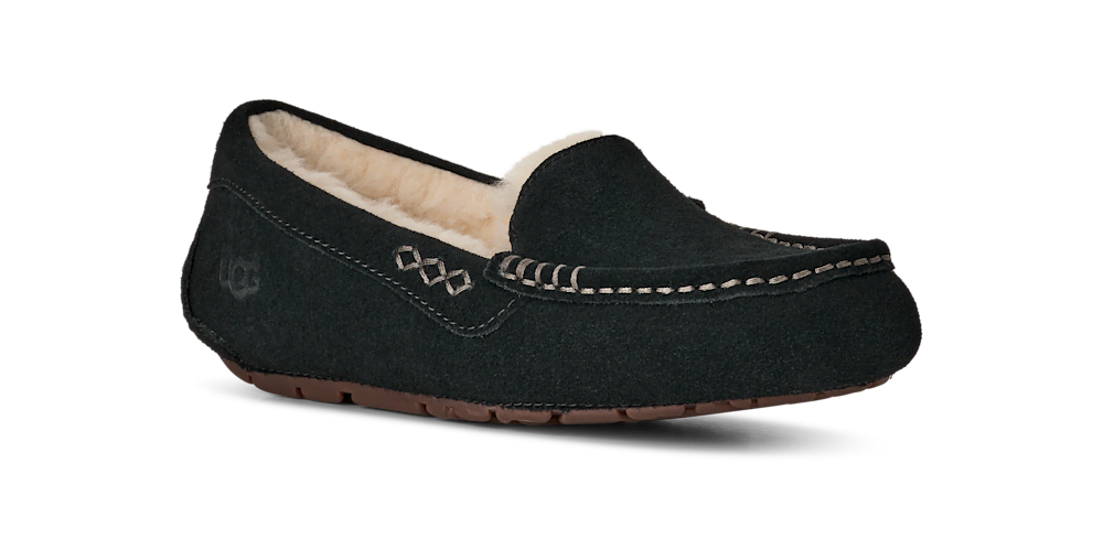 Women's Water-Resistant Suede Moccasin Slipper - Black