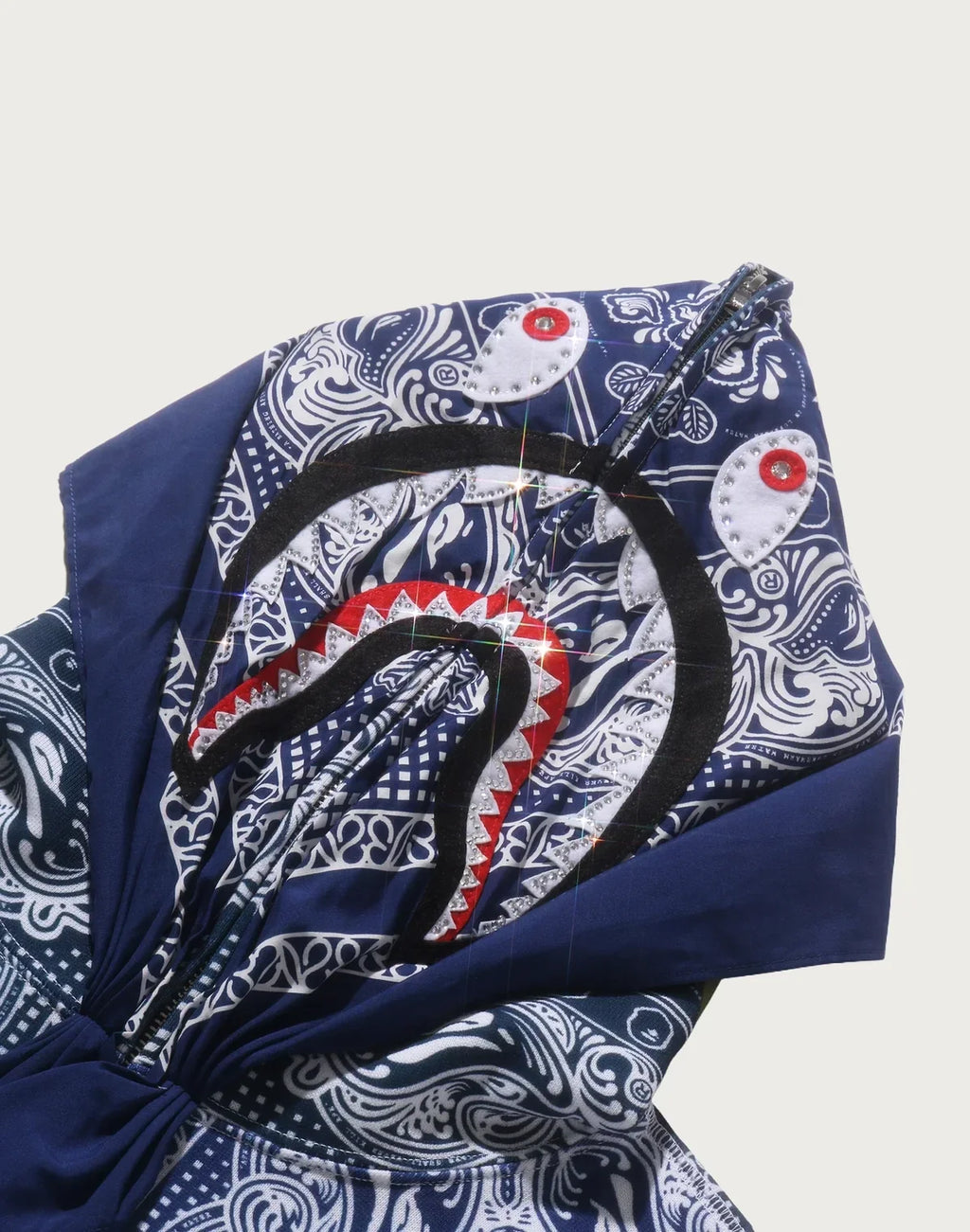 Paisley Full-Zip Graphic Hoodie - Navy